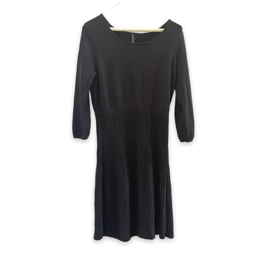 MARC NEW YORK ANDREW MARC Womans Black Cable Knit Scoop Neck Midi Dress Medium - Picture 5 of 13
